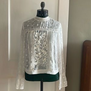 Willow & Clay sheer vintage blouse bell sleeve medium